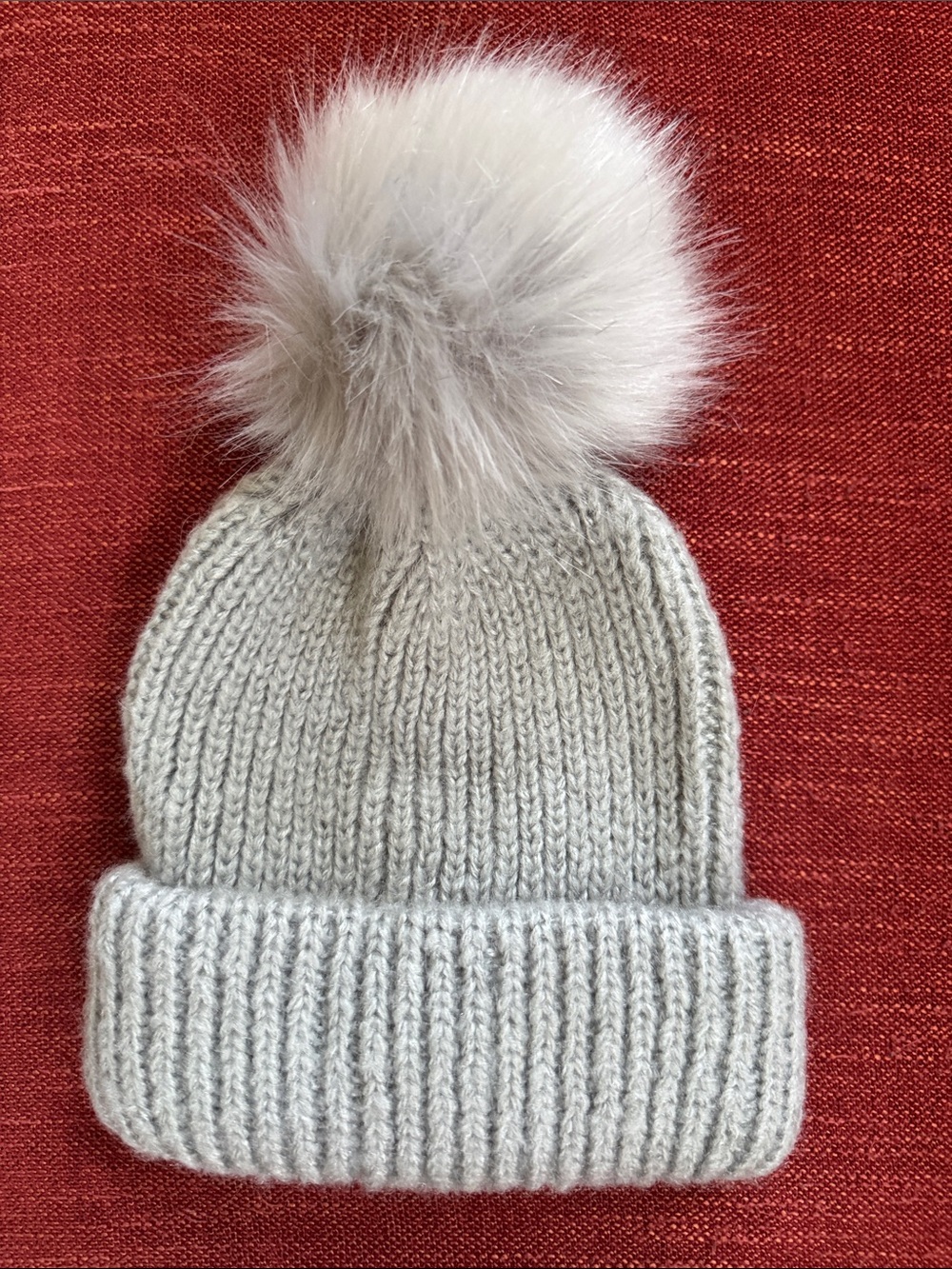 Topshop Light Gray Knit Pom Pom Beanie